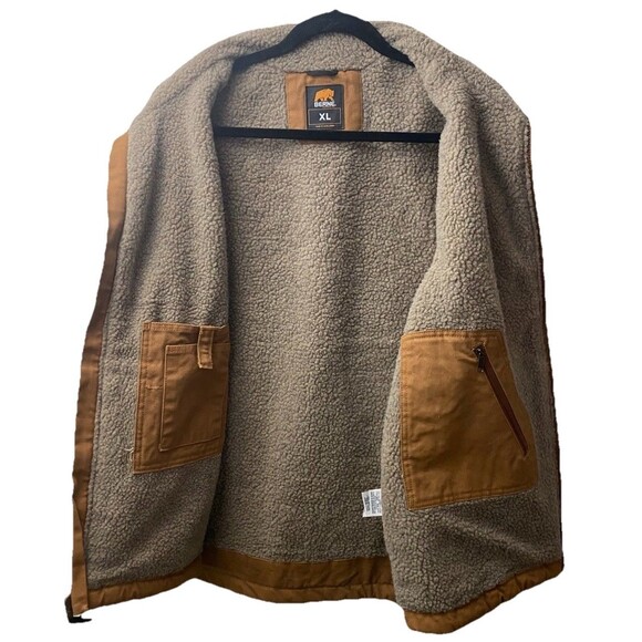 Berne Mens Canyon Sherpa Lined Vest XL, Brown Canvass - Picture 3 of 9